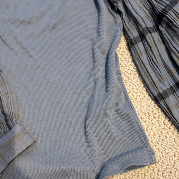 Pilcro Blue Plaid Sleeve Blouse - Picture 2 of 4